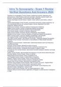 Intro To Sonography - Exam 1 Review Verified Questions And Answers 2024