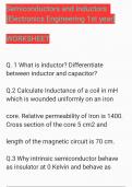 Electronics Engineering Semiconductor and Inductor &period; Worksheet with 15 questions for test &period; Diploma 1st year in electronics engineering