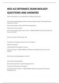 HESI A2 ENTRANCE EXAM BIOLOGY QUESTIONS AND ANSWERS