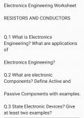 Worksheet on resistor and conductor 