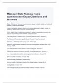 Missouri State Nursing Home Administrator Exam Questions and Answers (Graded A)