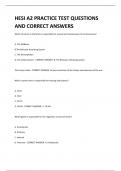 HESI A2 PRACTICE TEST QUESTIONS AND CORRECT ANSWERS 