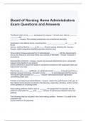 Board of Nursing Home Administrators Exam Questions and Answers (Graded A)