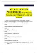 ATI LEADERSHIP PROCTORED ACTUAL EXAM QUESTIONS WITH DETAILED VERIFIED ANSWERS (100% CORRECT) /A+ GRADE ASSURED
