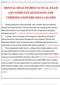 MENTAL HEALTH HESI ACTUAL EXAM 130 COMPLETE QUESTIONS AND VERIFIED ANSWERS 2024.A+ RATED.