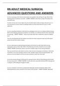 RN ADULT MEDICAL SURGICAL ADVANCED QUESTIONS AND ANSWERS 