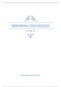 Psychology 314 - Abnormal Psychology