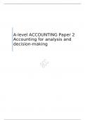 AQA  A-level ACCOUNTING Paper 2 Accounting for analysis and decision-making  QUESTION PAPER FOR JUNE 2023
