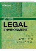Legal Environment, 8th Edition Jeffrey F. BeattySusan S. SamuelsonPatricia Sanchez Abril Solution Manual