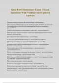 Quiz Bowl Elementary Game 1 Exam Questions With Verified And Updated Answers