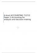 AQA A-level ACCOUNTING  Paper 2 Accounting for analysis and decision-making  MARK SCHEME FOR JUNE 2023   7127/2