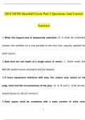 NFHS Baseball Exam Part I Review exam study guide 2024 with 100% correct answers