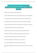 Construction Project Management UPDATED Test Questions and CORRECT  Answers
