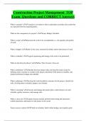 Construction Project Management TOP  Exam Questions and CORRECT Answers