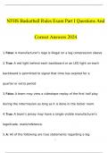 NFHS Basketball Rules Exam Part I Questions and Complete Solutions
