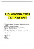 BIOLOGY PRACTICE TEST HESI 2024