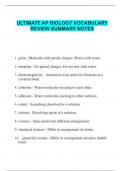 ULTIMATE AP BIOLOGY VOCABULARY REVIEW SUMMARY NOTES