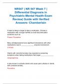 NR547 | NR 547 Week 7 | Differential Diagnosis in Psychiatric-Mental Health Exam Review| Guide with Verified Answers- Chamberlain