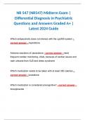 NR 547 (NR547) Midterm Exam | Differential Diagnosis in Psychiatric Questions and Answers Graded A+ | Latest 2024 Guide