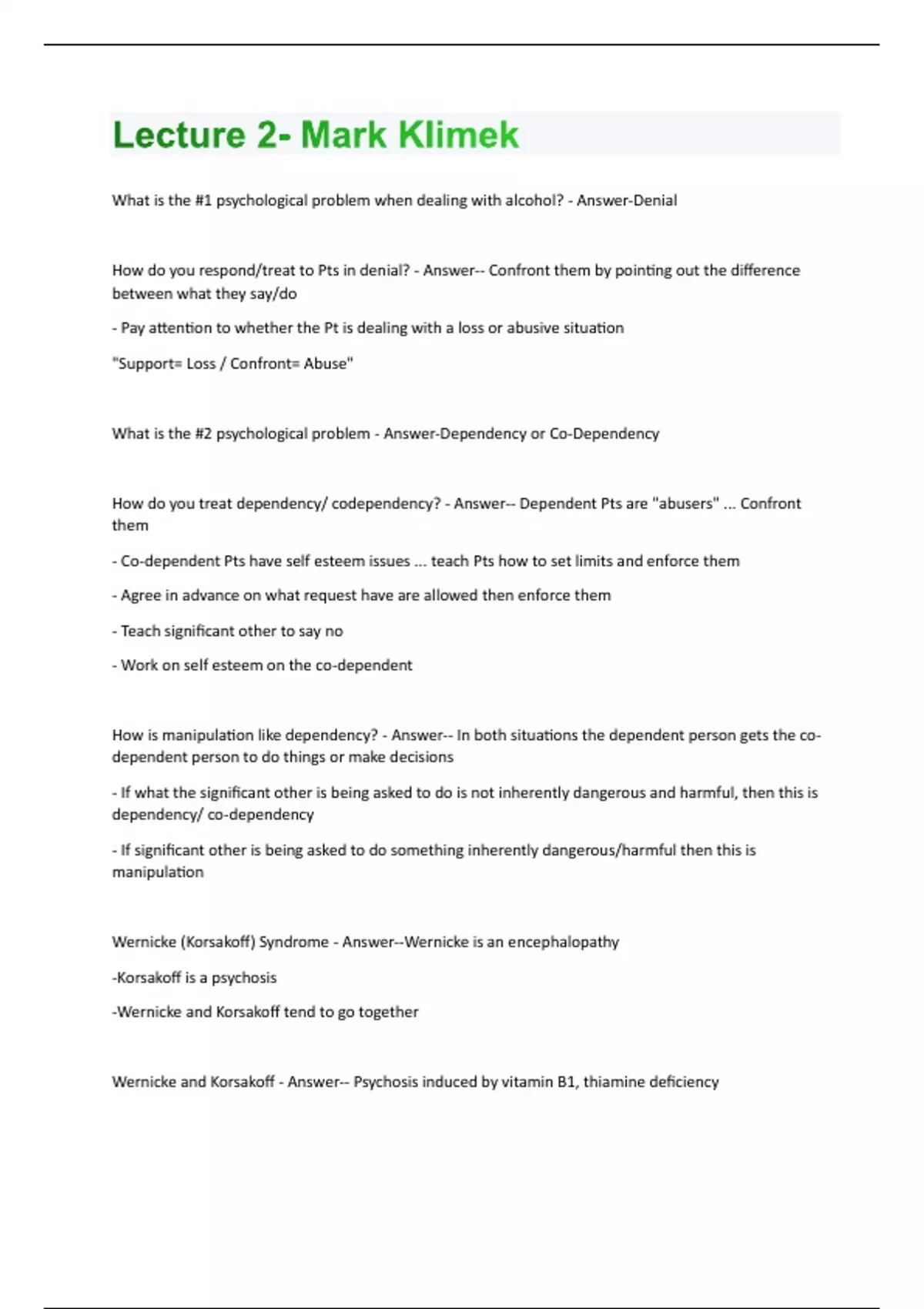 Lecture 2- Mark Klimek Exam Questions and Answers 2024;full solution ...