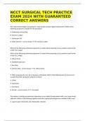 NCCT SURGICAL TECH PRACTICE EXAM 2024 WITH GUARANTEED CORRECT ANSWERS