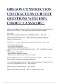 OREGON CONSTRUCTION CONTRACTORS CCB TEST QUESTIONS WITH 100% CORRECT ANSWERS!!