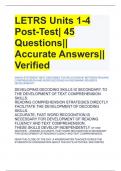 LETRS Units 1-4 Post-Test| 45 Questions|| Accurate Answers|| Verified