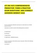 ATI RN VATI COMPREHENSIVE PREDICTOR FORM A PRACTICE EXAM QUESTIONS AND CORRECT ANSWERS NEWEST 2024