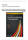 Test Bank - Essentials of Nursing Leadership and Management, 8th Edition (Weiss, 2024), Chapter 1-16 | All Chapters