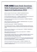 FOR HIRE Exam Study Questions With Professional Answers 100&percnt; &vert; Approved Explications 2024