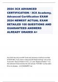 2024 3CX ADVANCED CERTIFICATION &sol; 3CX Academy&comma; Advanced Certification EXAM 2024 NEWEST ACTUAL EXAM DETAILED 100 QUESTIONS AND GUARANTEED ANSWERS ALREADY GRADED A&plus;