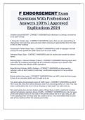 F ENDORSEMENT Exam Questions With Professional Answers 100&percnt; &vert; Approved Explications 2024