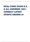 MCQs FUNGI EXAM Q & A ALL ANSWERS 100&percnt; CORRECT LATEST UPDATE GRADED A&plus;