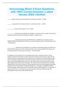 Immunology Block 2 Exam Questions with 100&percnt; Correct Answers &vert; Latest Version 2024 &vert; Verified