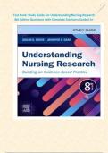 Test Bank: Study Guide For Understanding Nursing Research 8th Edition Questions With Complete Solutions Graded A+