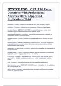 NYSTCE ESOL CST 116 Exam Questions With Professional Answers 100&percnt; &vert; Approved Explications 2024