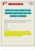 NURS 5315 FINAL EXAM ACTUAL 2025&sol;2026 QUESTIONS AND 100&percnt; CORRECT ANSWERS