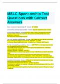 MSLC Sponsorship Test Questions with Correct Answers