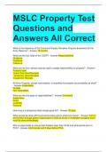 MSLC Property Test Questions and Answers All Correct