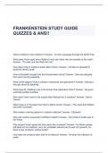 FRANKENSTEIN STUDY GUIDE QUIZZES & ANS!!