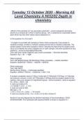 Tuesday 13 October 2020 - Morning AS  Level Chemistry A H032&sol;02 Depth in  chemistry