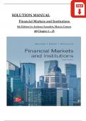 Anthony Saunders, Financial Markets and Institutions, 8th Edition Solution Manual by Anthony Saunders, Marcia Cornett, Complete Chapters 1 - 25, Verified Latest Version