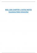 BIOL 1201 CHAPTER 1 OUTLINE  NOTES  (Louisiana State University)