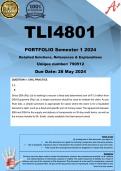 TLI4801 PORTFOLIO (COMPLETE ANSWERS) Semester 1 2024 (790512) - DUE 28 May 2024