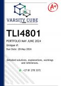 TLI4801 PORTFOLIO (DETAILED ANSWERS) MAY JUNE 2024 - DISTINCTION GUARANTEED 