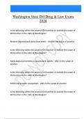 Washington State DH Drug & Law Exam 2024 Questions And Answers Latest &vert;Update&vert; Verified Answers 