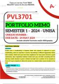 PVL3701 PORTFOLIO MEMO - MAY/JUNE 2024 - SEMESTER 1 - UNISA - DUE DATE :- 24 MAY 2024 (DETAILED ANSWERS WITH FOOTNOTES AND BIBLIOGRAPHY - DISTINCTION GUARANTEED!) 