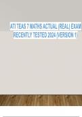 ATI TEAS 7 MATHS ACTUAL (REAL) EXAM RECENTLY TESTED 2024 (VERSION 1)