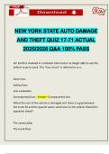 NEW YORK STATE AUTO DAMAGE AND THEFT QUIZ 17-71 ACTUAL 2025&sol;2026 Q&A 100&percnt; PASS