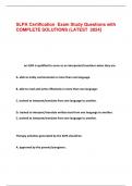 SLPA Certification Exam Study Questions with  COMPLETE SOLUTIONS (LATEST 2024]